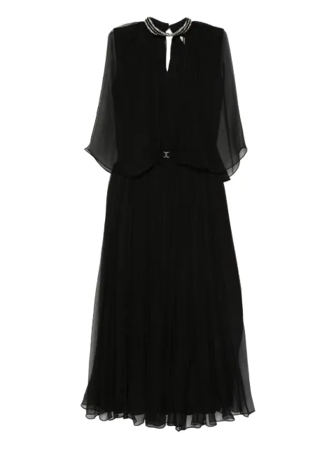 NISSA crystal-embellishment pleated midi dress