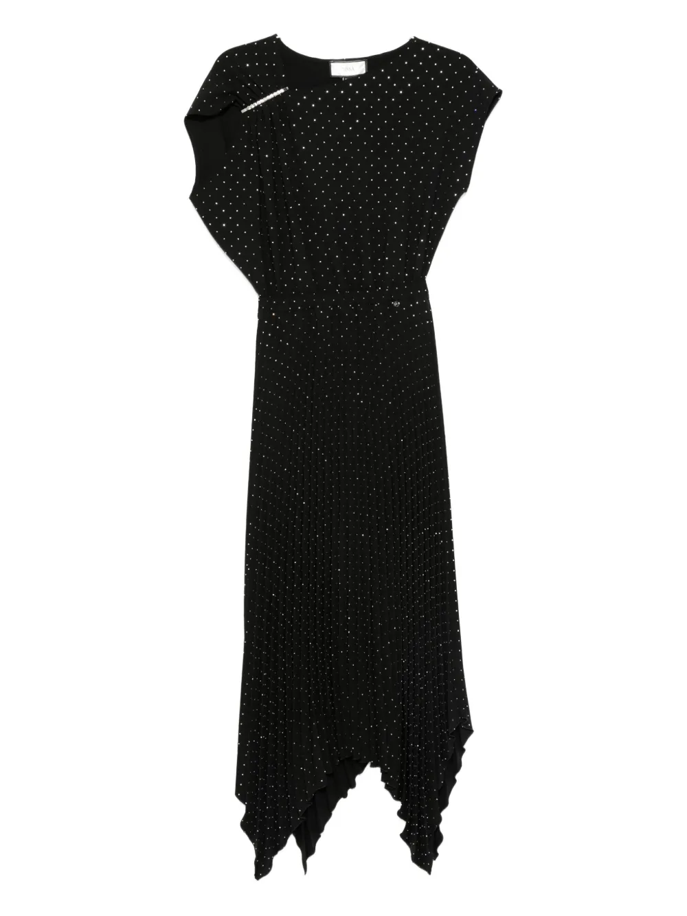 NISSA embellished asymmetric midi dress Zwart