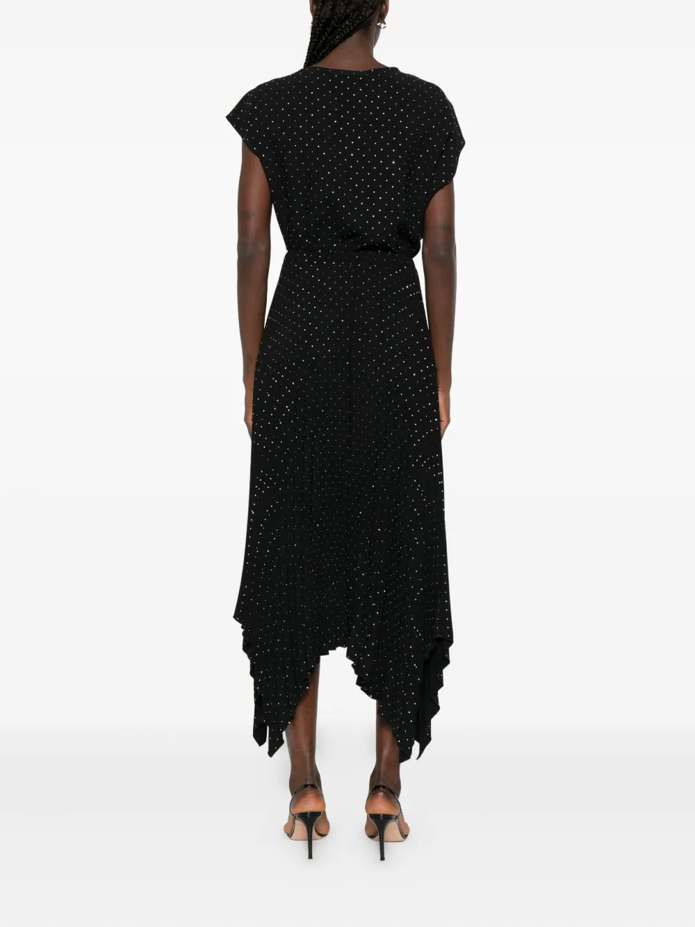 NISSA embellished asymmetric midi dress Zwart