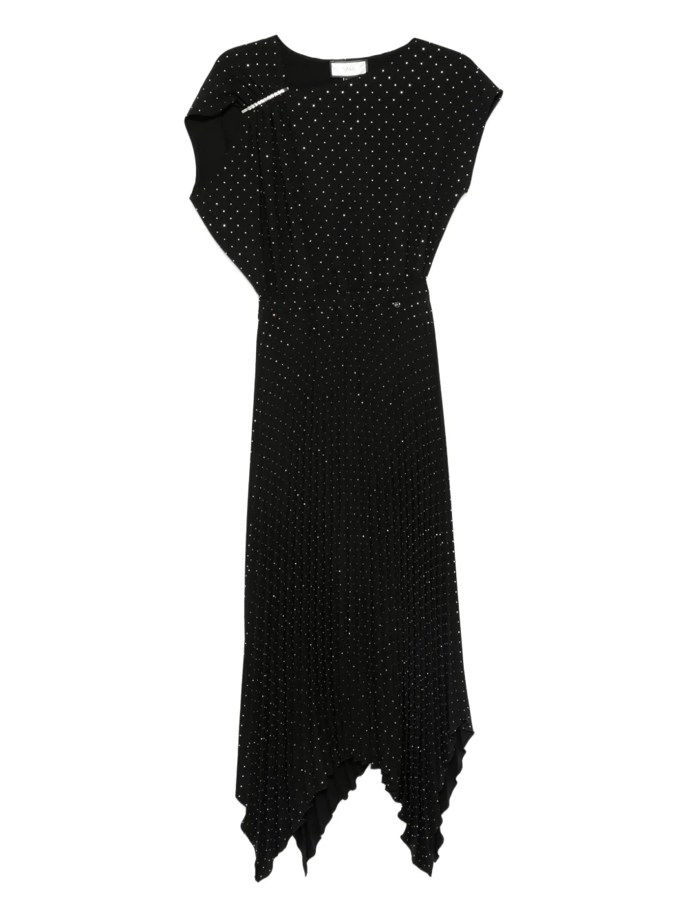 NISSA embellished asymmetric midi dress Zwart