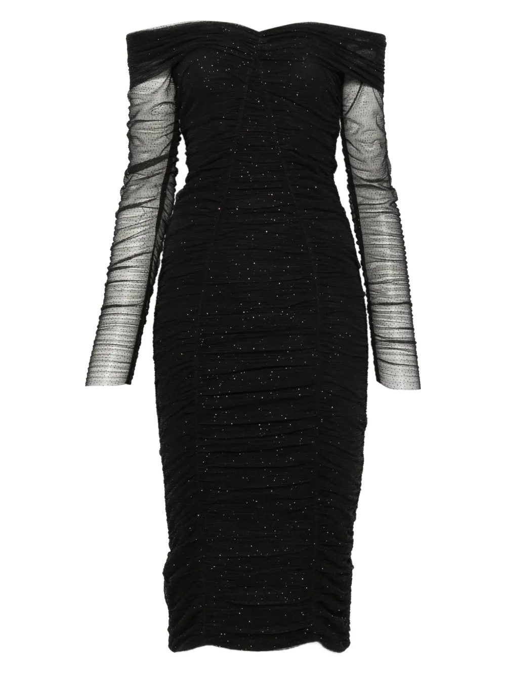 NISSA off-shoulder sequin-embellished mini dress Zwart