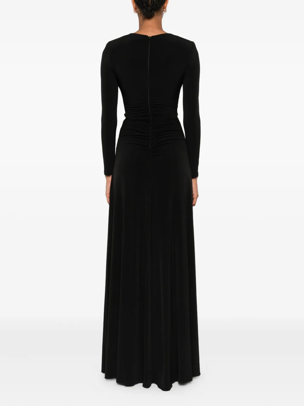 NISSA twist-front maxi dress Zwart