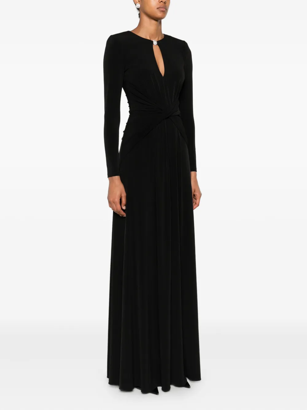 NISSA twist-front maxi dress Zwart