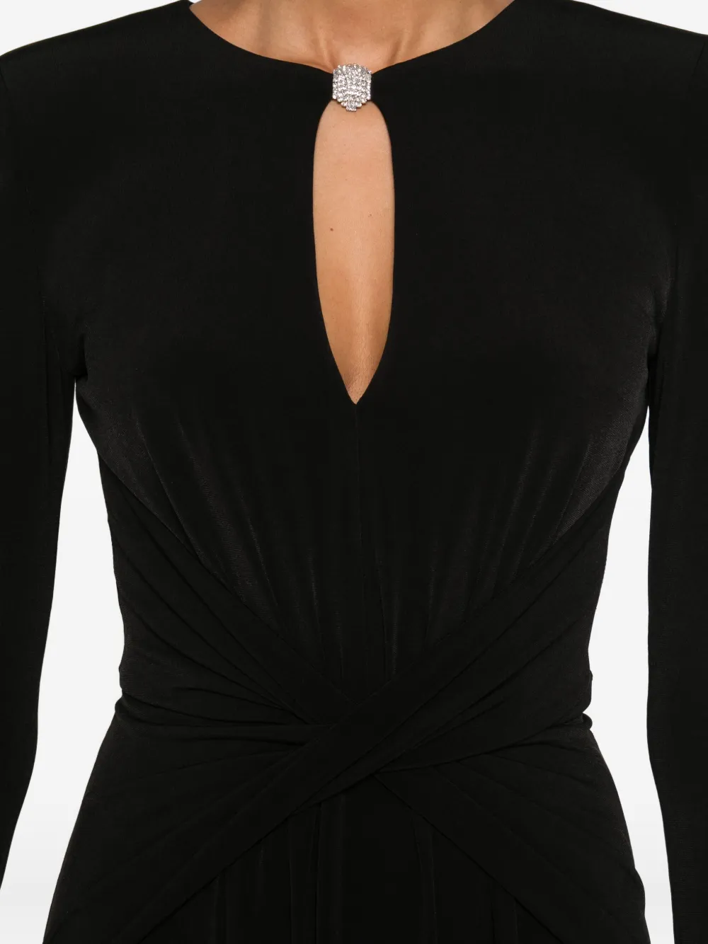 NISSA twist-front maxi dress Zwart