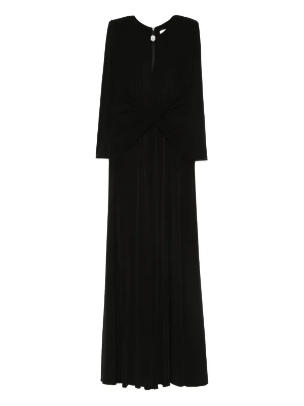 chinese dress ladies Clara Glitter Maxi Dress  Black Long Sleeve Knot Detail By Sarvin