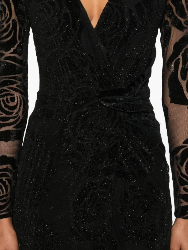 rose print black dress Noraya Silk Midi Dress in Claudia Rose Black
