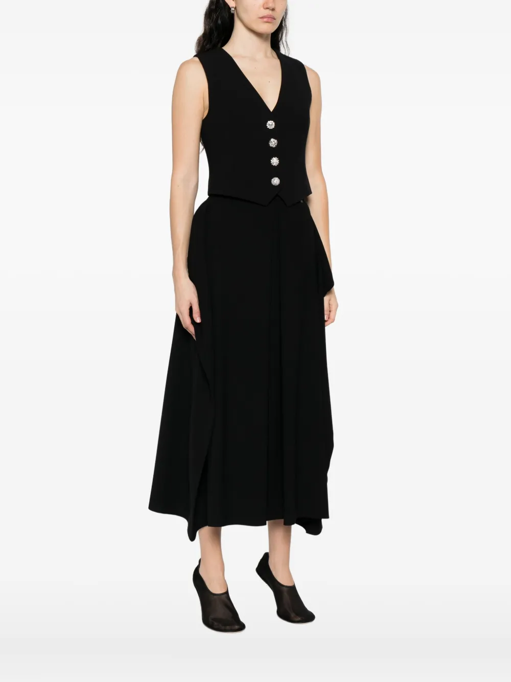 Nissa Decorative-buttons Waistcoat In Black