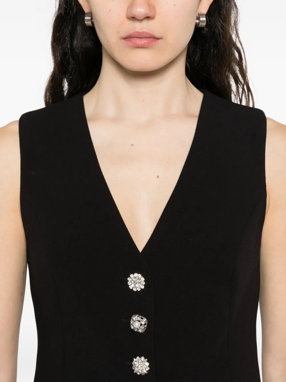 Nissa Decorative-buttons Waistcoat In Black