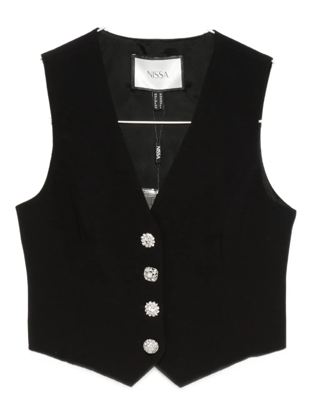 Nissa Decorative-buttons Waistcoat In Black