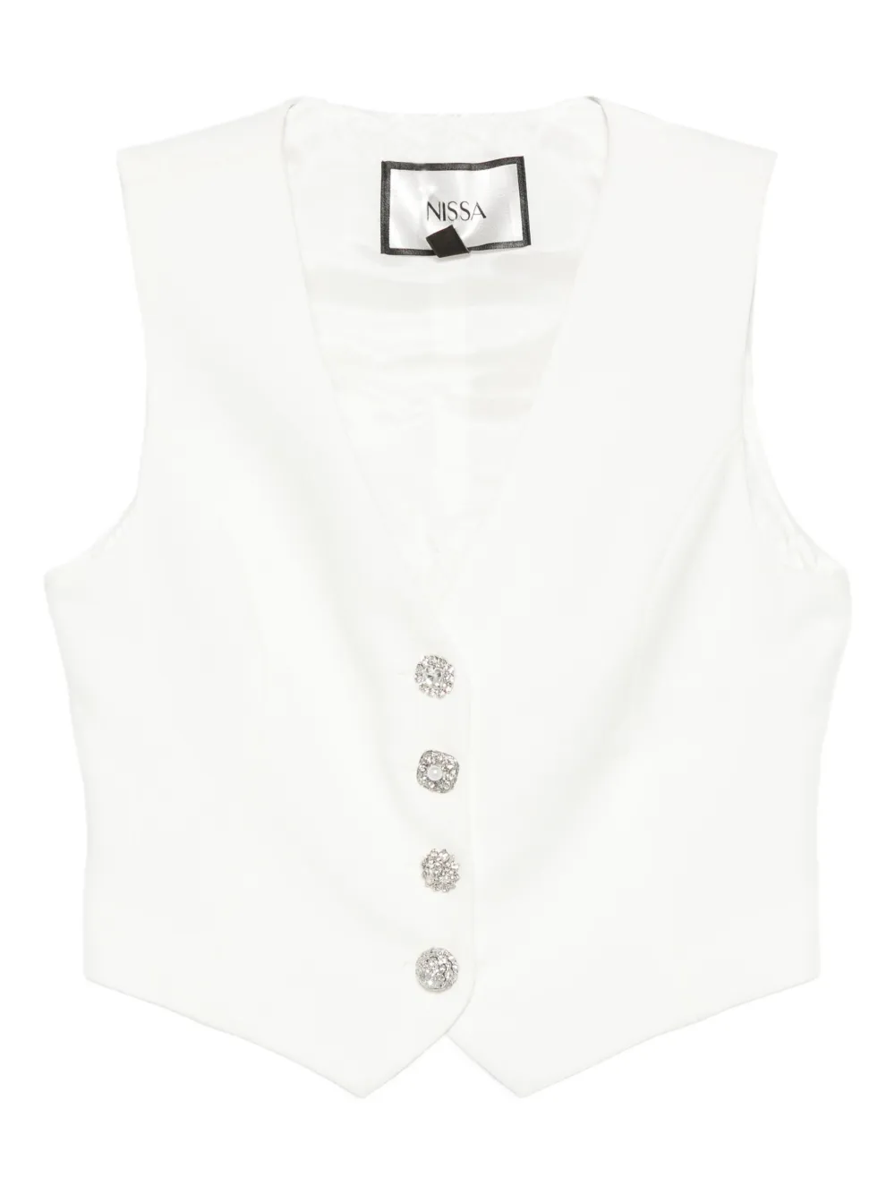 NISSA crystal-button sleeveless vest | White | Image 1