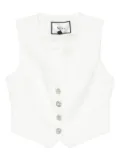 NISSA crystal-button sleeveless vest - White
