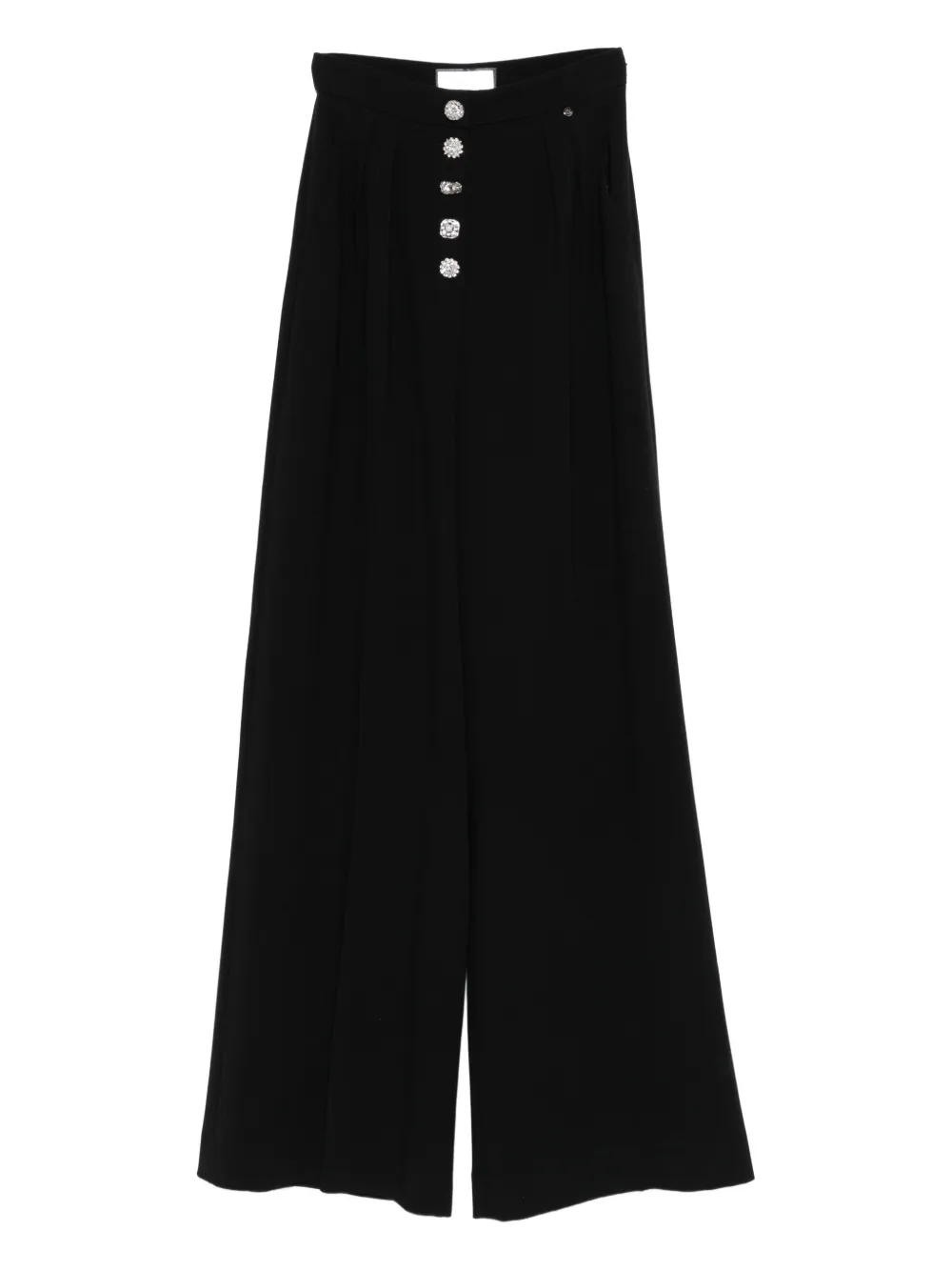 NISSA pleated crystal-embellished trousers Zwart