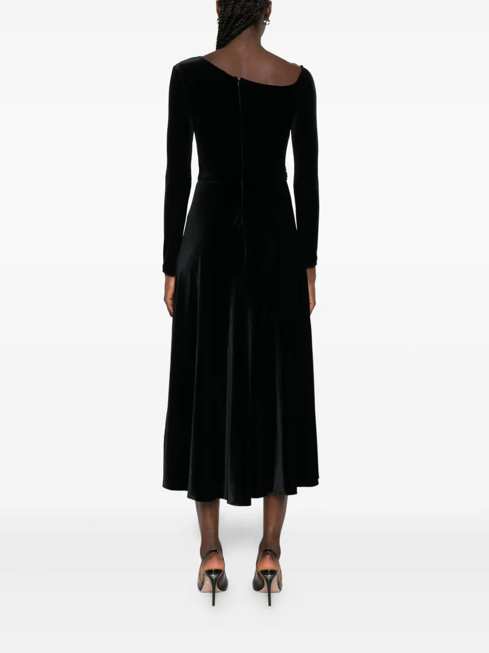 NISSA crystal-embellishment midi dress Zwart