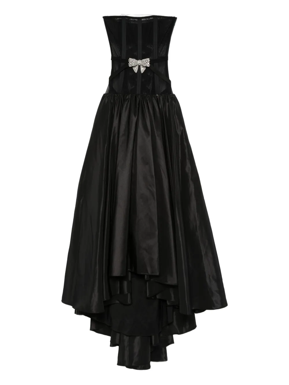 NISSA bow-embellished maxi dress Zwart