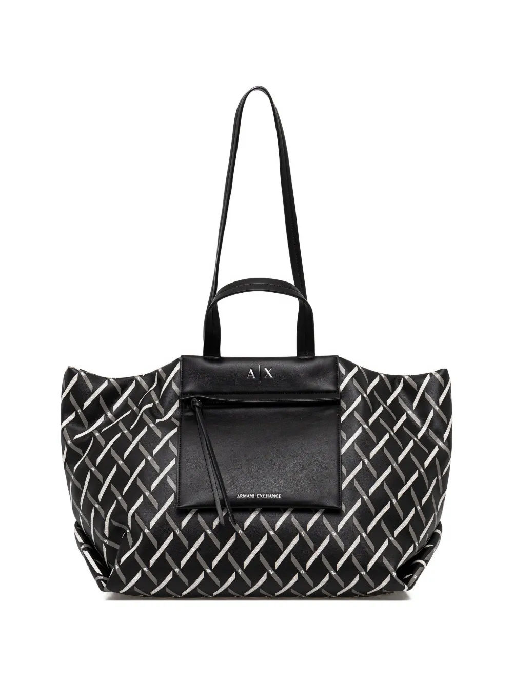 Armani Exchange patterned pocket tote bag - Nero