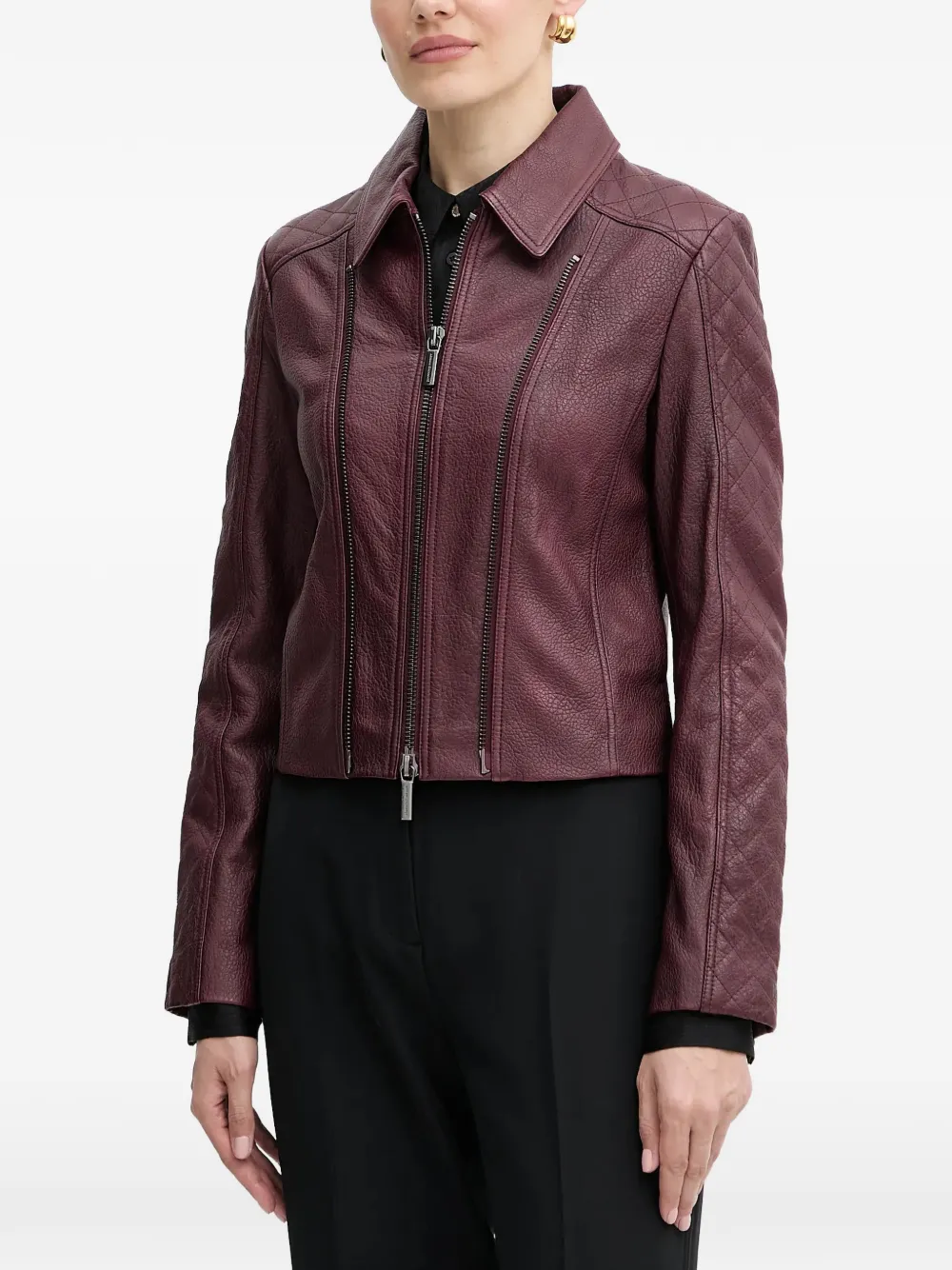 Armani Exchange zip-fastening leather jacket - Rosso