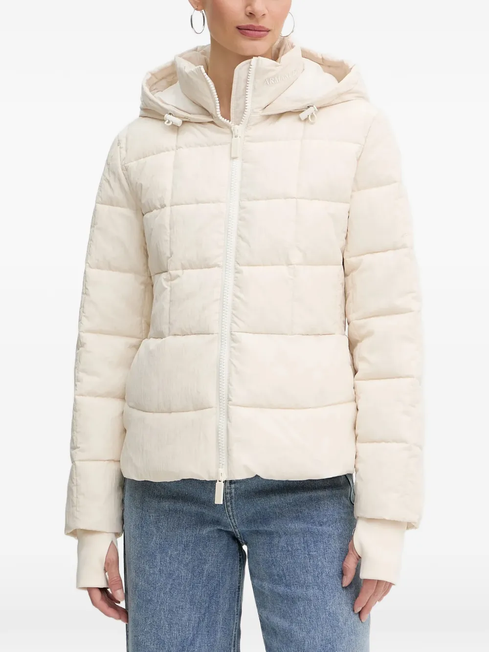 Armani Exchange hooded padded jacket - White