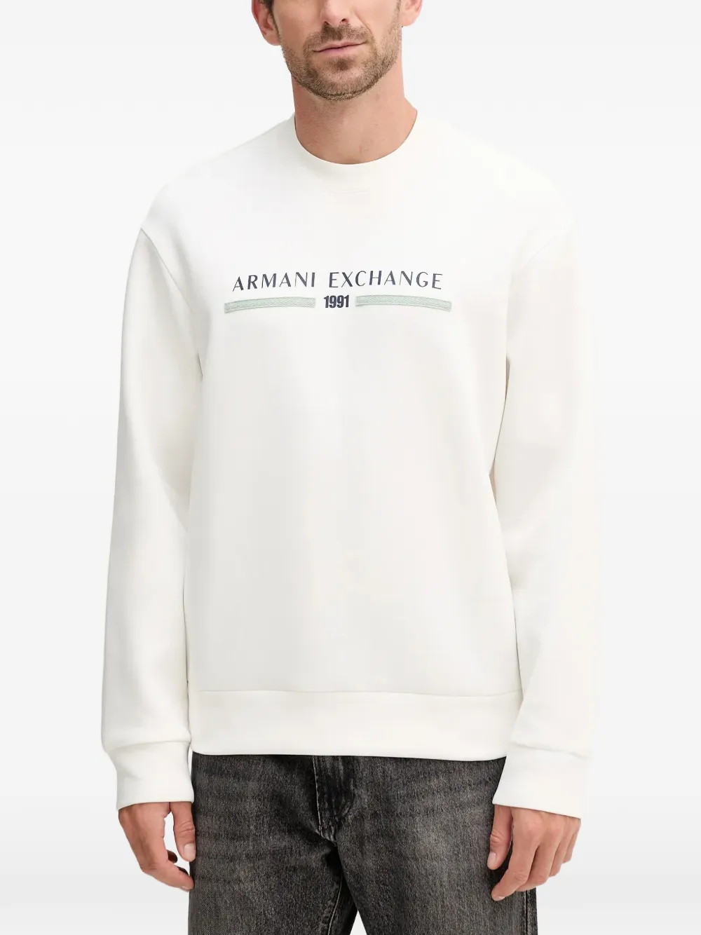 Armani Exchange logo-detail long-sleeve sweatshirt - Bianco