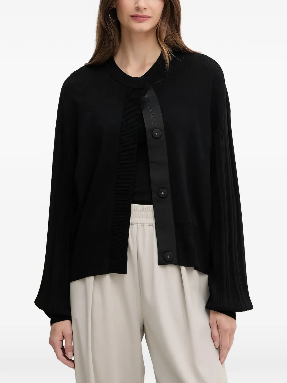 Armani Exchange Buttoned Cardigan In Black