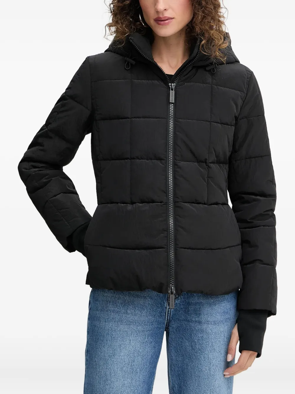 Armani Exchange Padded Hooded Jacket In Black
