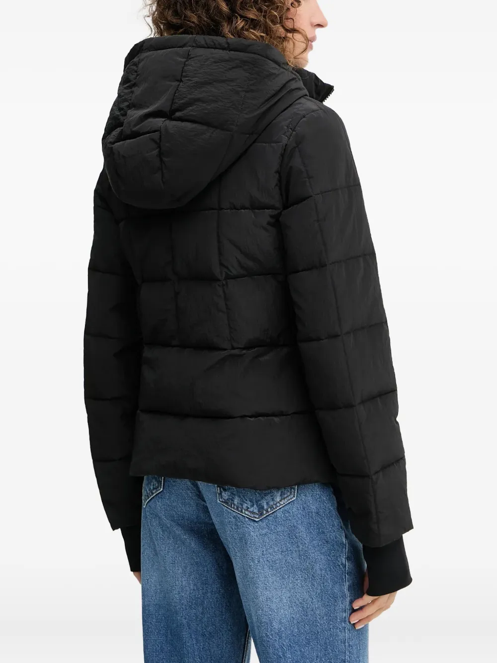 Armani Exchange Padded Hooded Jacket In Black
