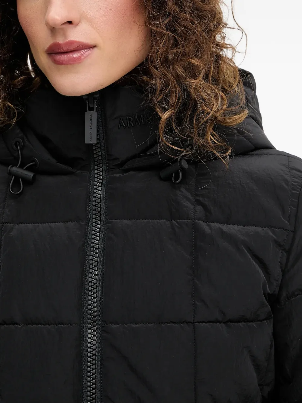 Armani Exchange Padded Hooded Jacket In Black