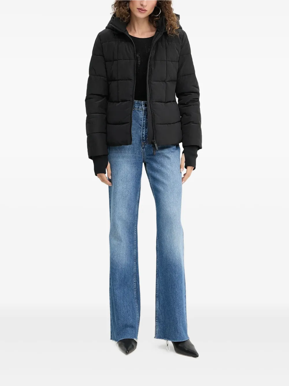 Armani Exchange Padded Hooded Jacket In Black