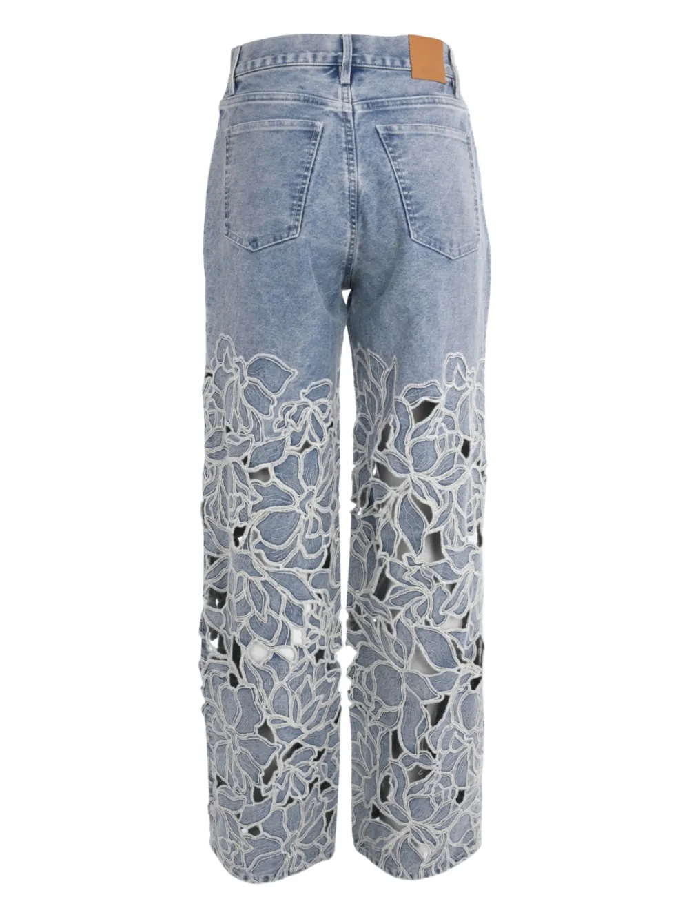 Simkhai Betty straight-leg floral-laser-cut jeans - Blauw