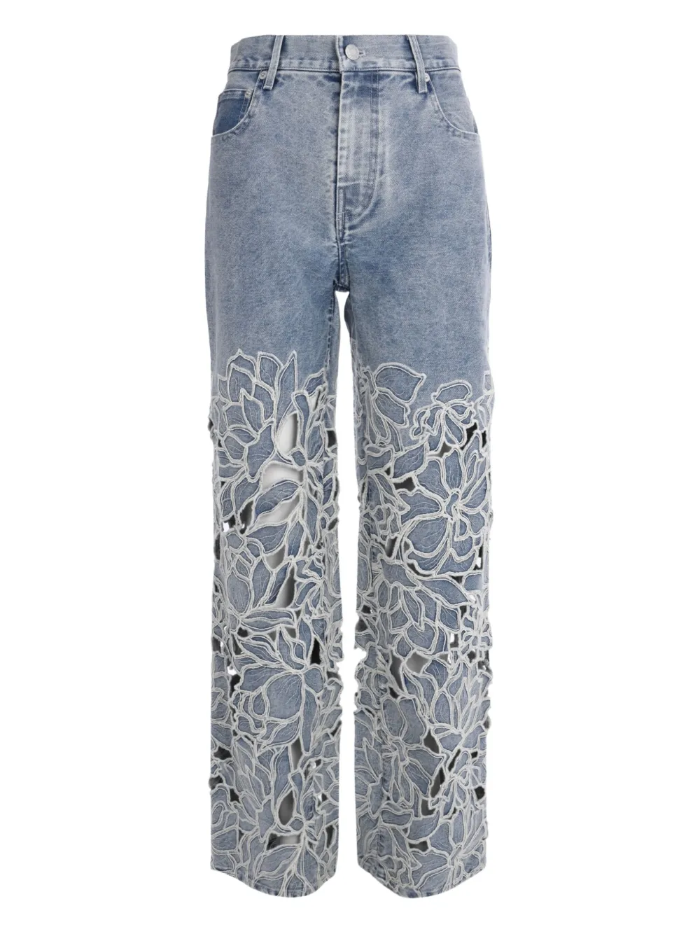 Simkhai Betty straight-leg floral-laser-cut jeans | Blue | Image 1
