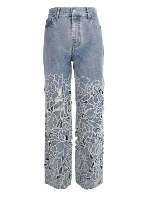 Simkhai Betty straight-leg floral-laser-cut jeans