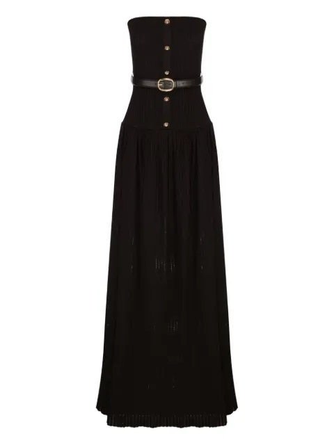 Self-Portrait bandeau belted-knit maxi dress