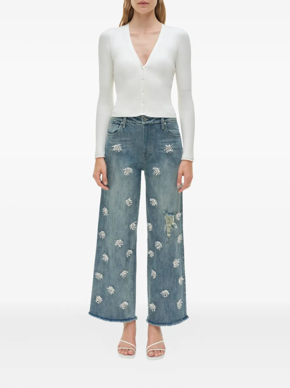Simkhai Jude embellished frayed jeans - Blauw