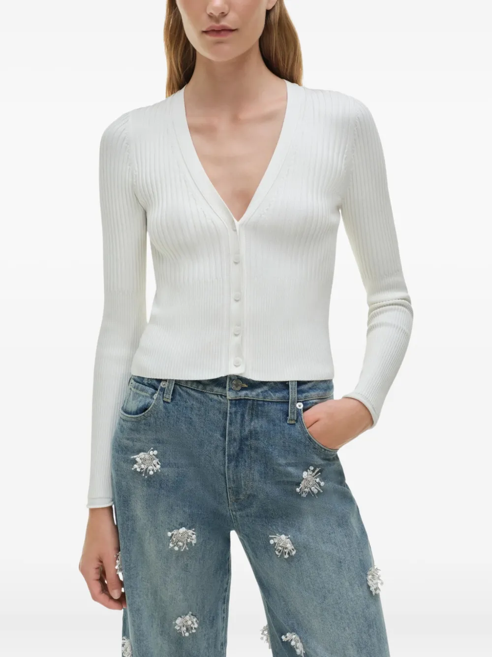 Simkhai Jude Embellished Wide Crop Jeans In Multi