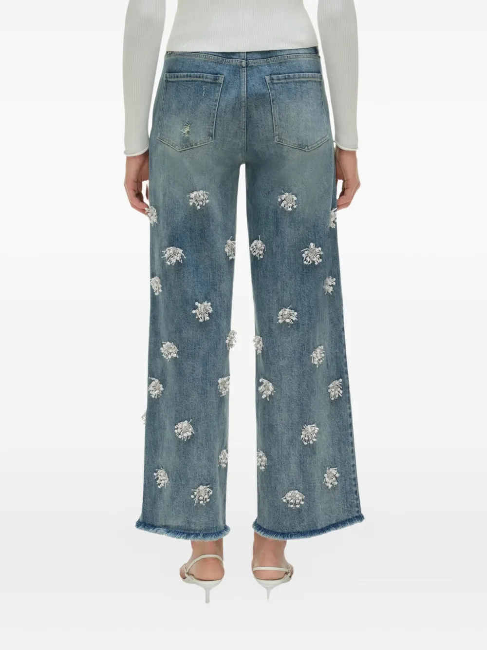 Simkhai Jude Embellished Wide Crop Jeans In Multi