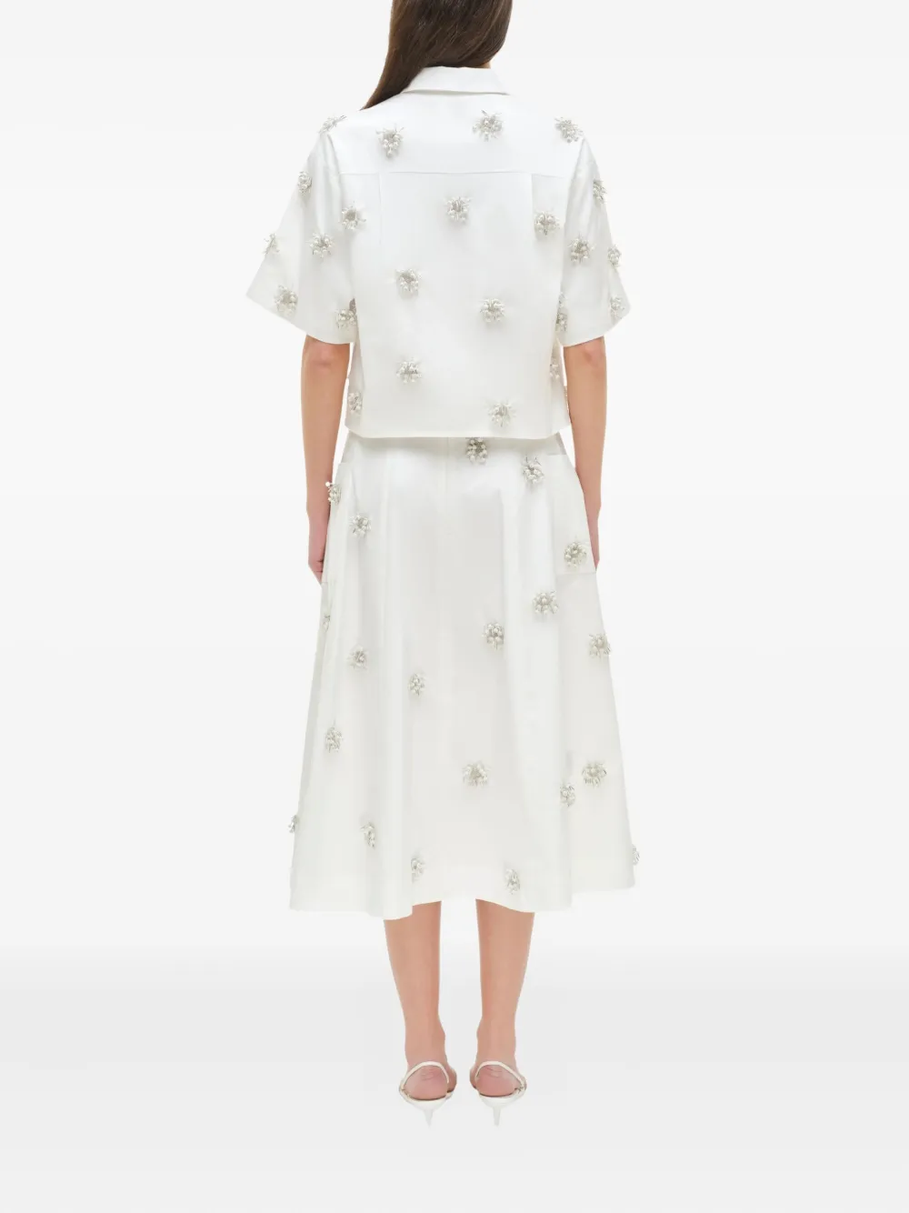 Simkhai Embellished Cotton Skirt In White