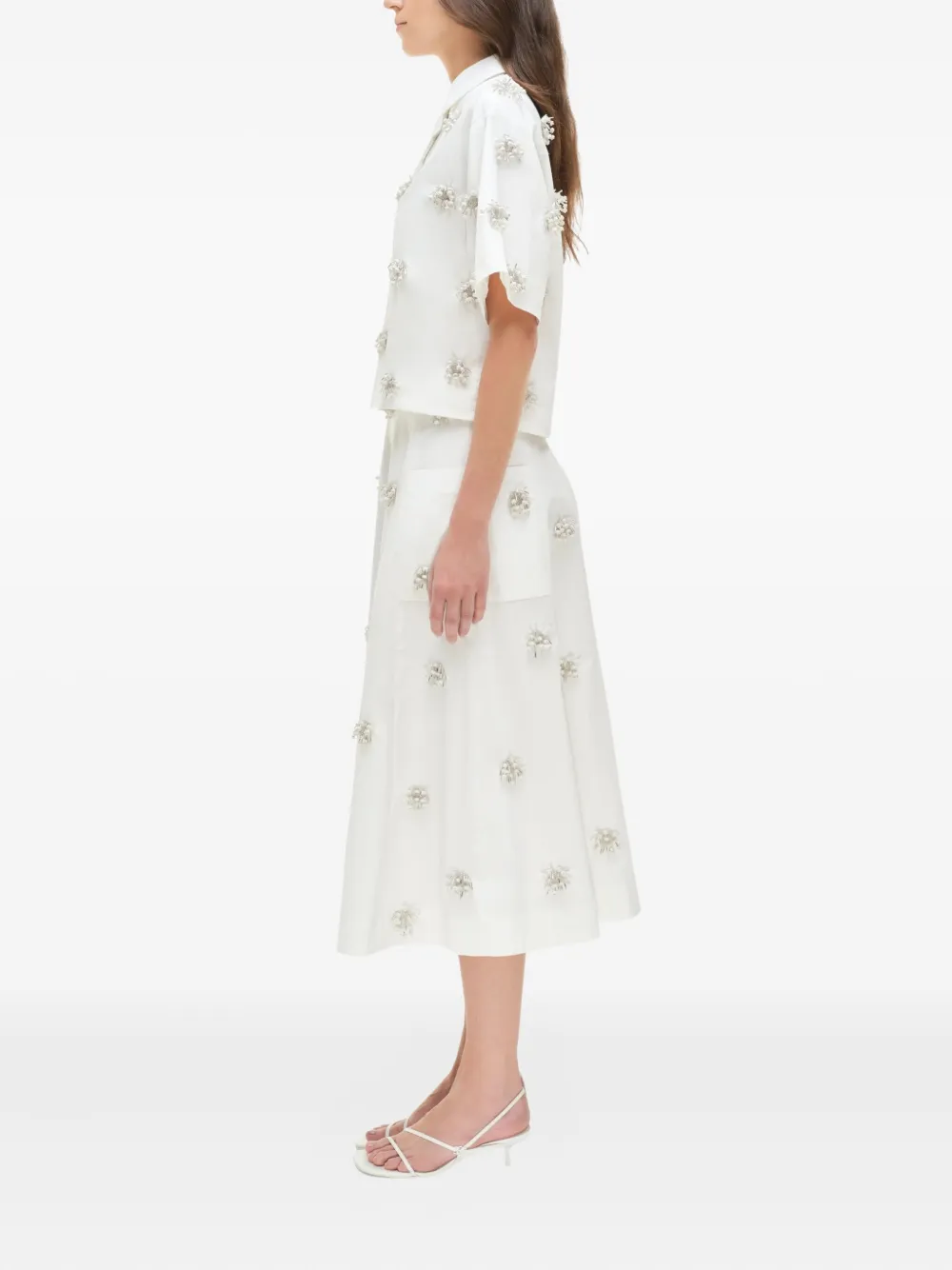 Simkhai Embellished Cotton Skirt In White