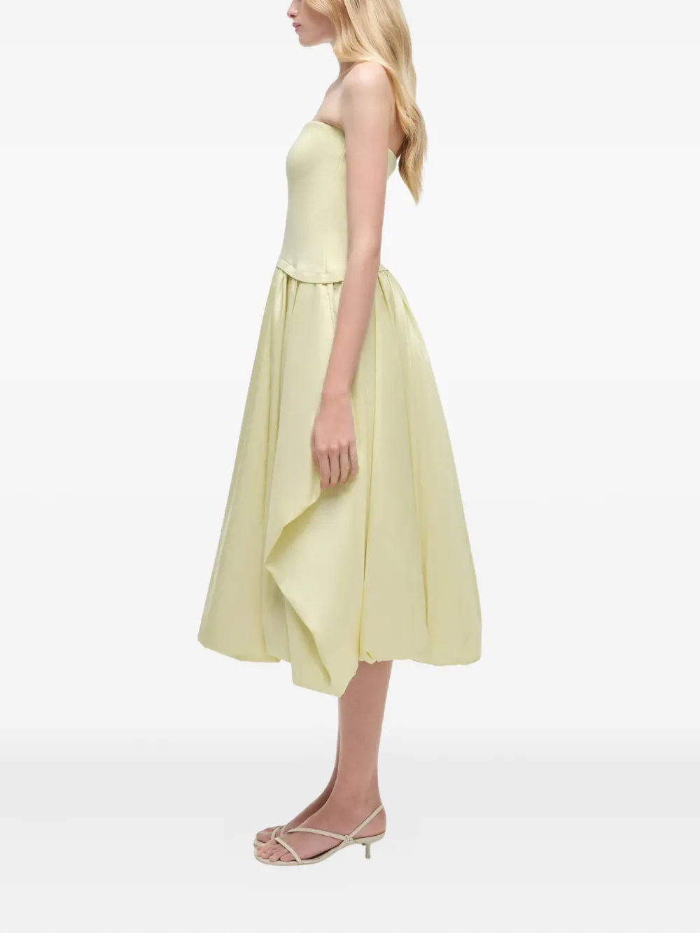 Simkhai Strapless Balloon-skirt Midi Day Dress In Neutral