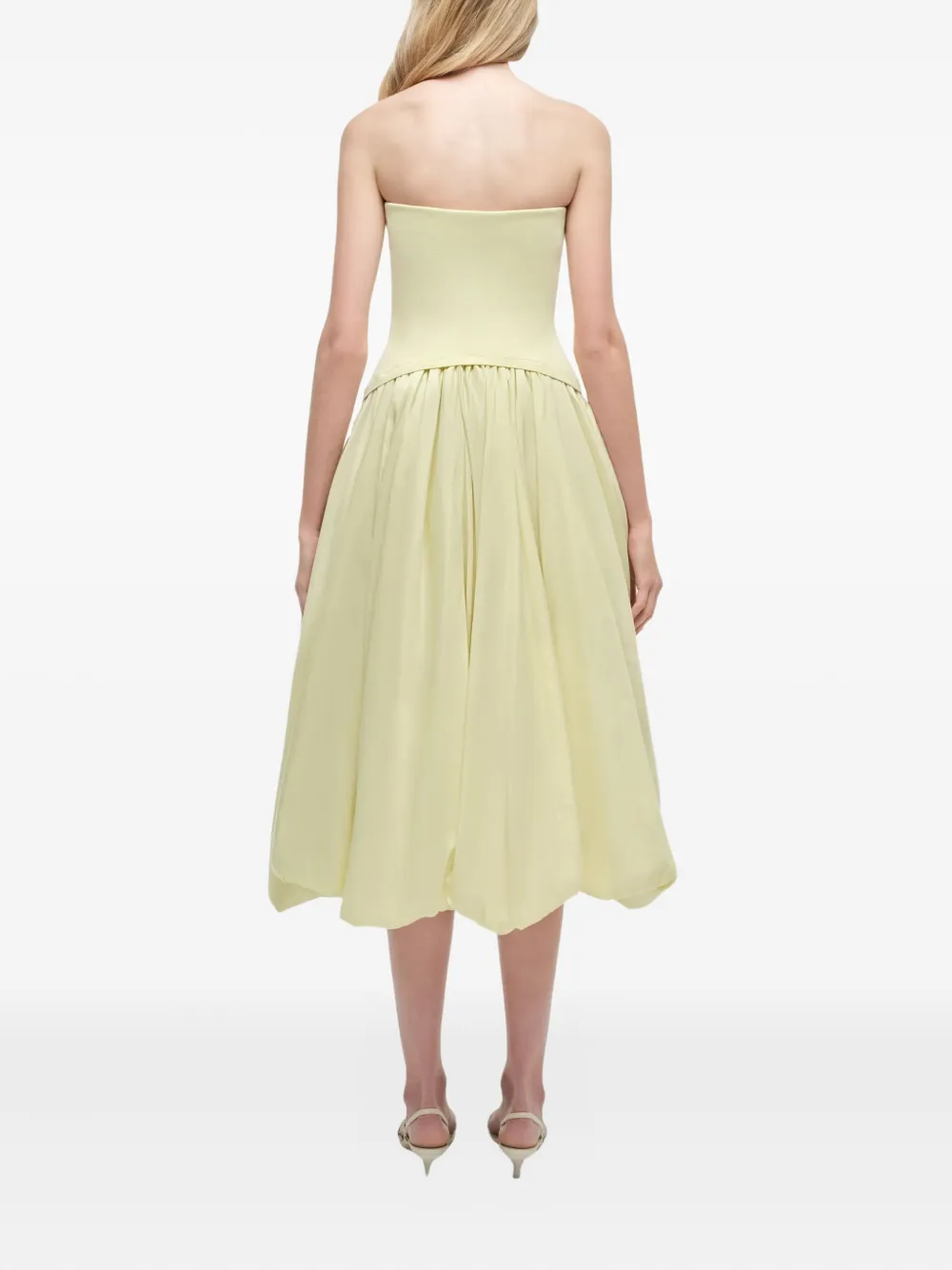 Simkhai Strapless Balloon-skirt Midi Day Dress In Neutral
