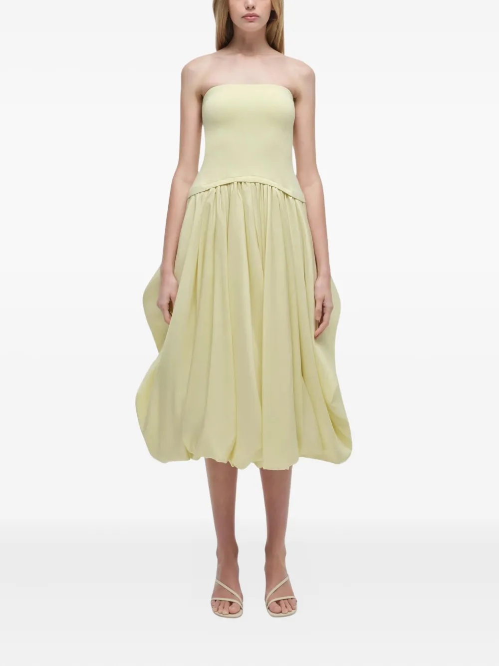 Simkhai strapless balloon-skirt midi day dress - Beige