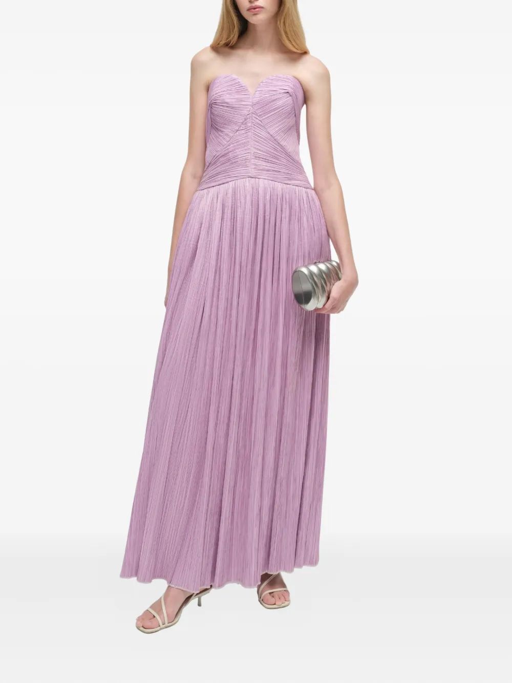 Simkhai pleated strapless midi party gown - Paars