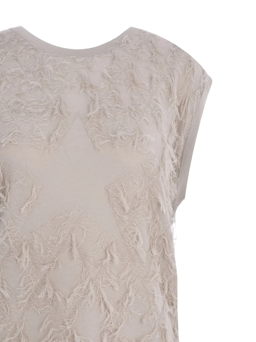 Lorena Antoniazzi Stervormige gebreide top met franje Beige