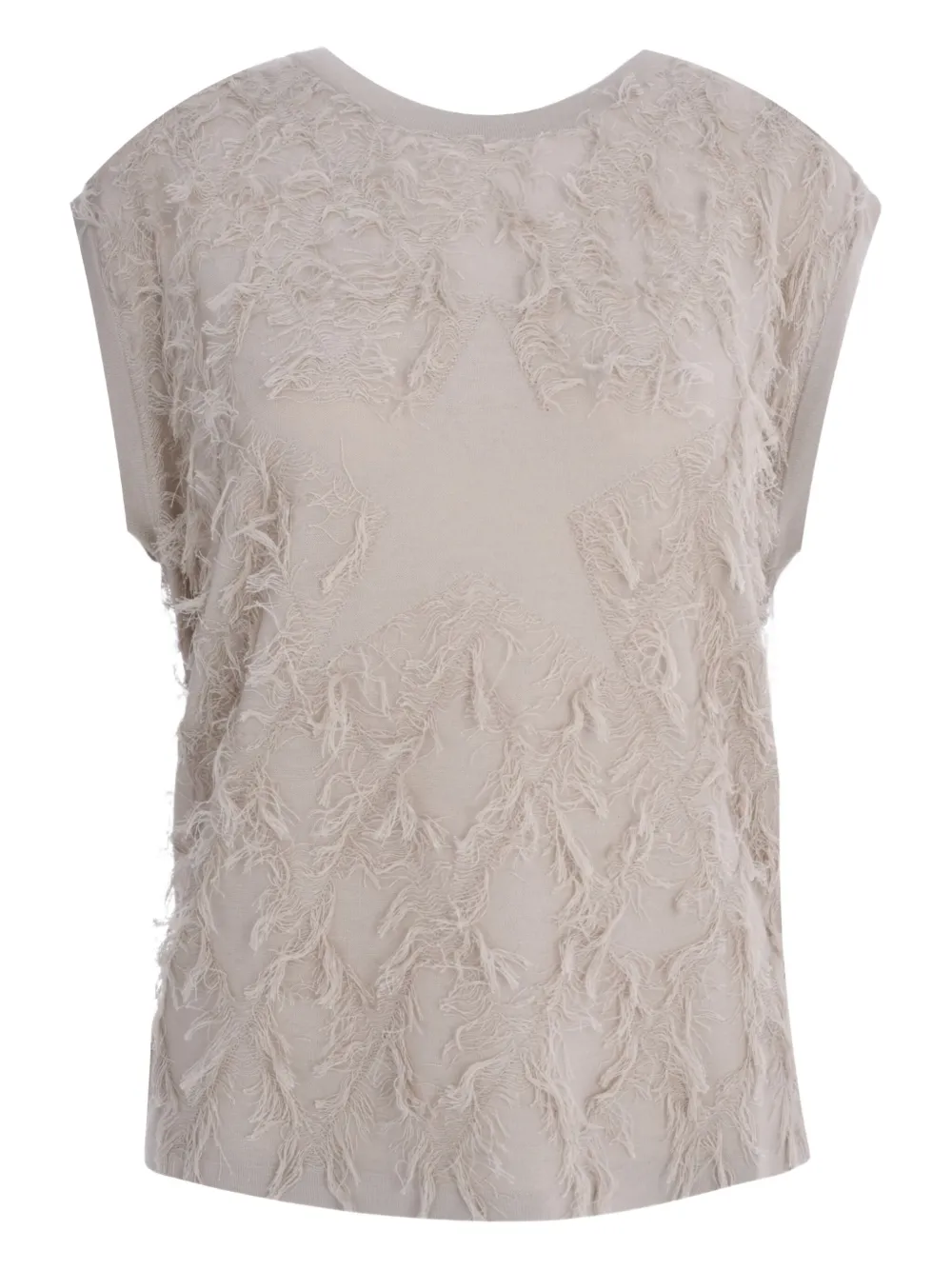 Lorena Antoniazzi star-shaped frayed knit vest | Neutrals | Image 1