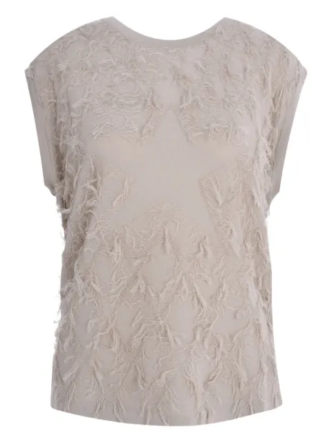 Lorena Antoniazzi star-shaped frayed knit vest