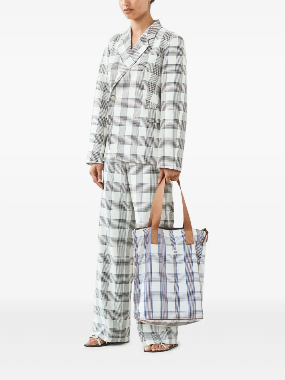 Baum Und Pferdgarten Noberta pleated check trousers Beige