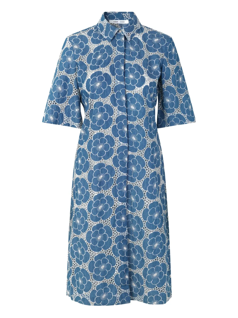 SAMSOE SAMSOE floral-print collared midi dress | Blue | Image 1
