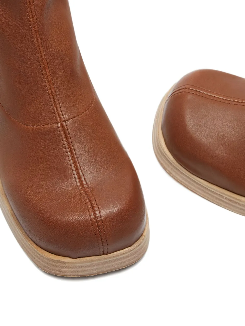 Miista 70mm Elke Stretch Leather Block-heel Boots In Brown
