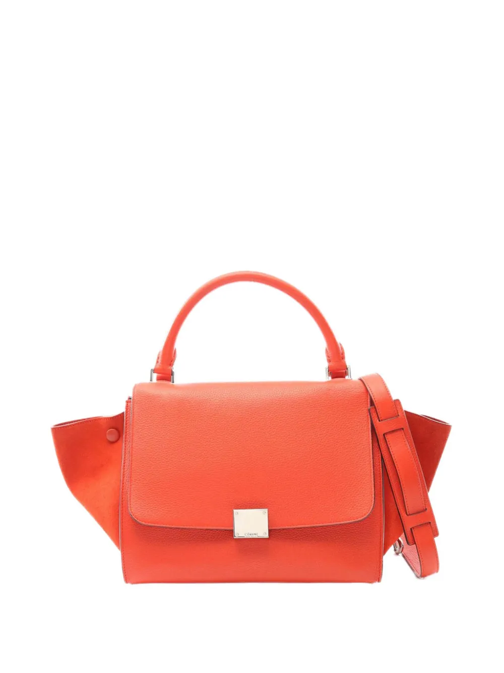 Pre-owned Celine 2010-2025 Small Leather Trapeze Satchel In Red