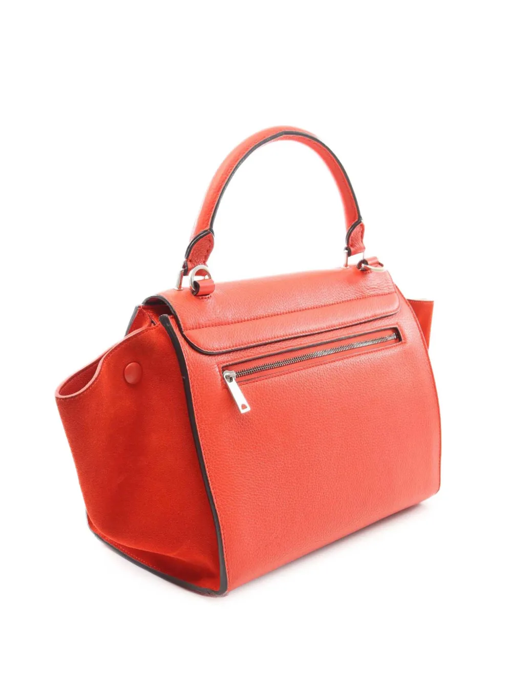 Pre-owned Celine 2010-2025 Small Leather Trapeze Satchel In Red