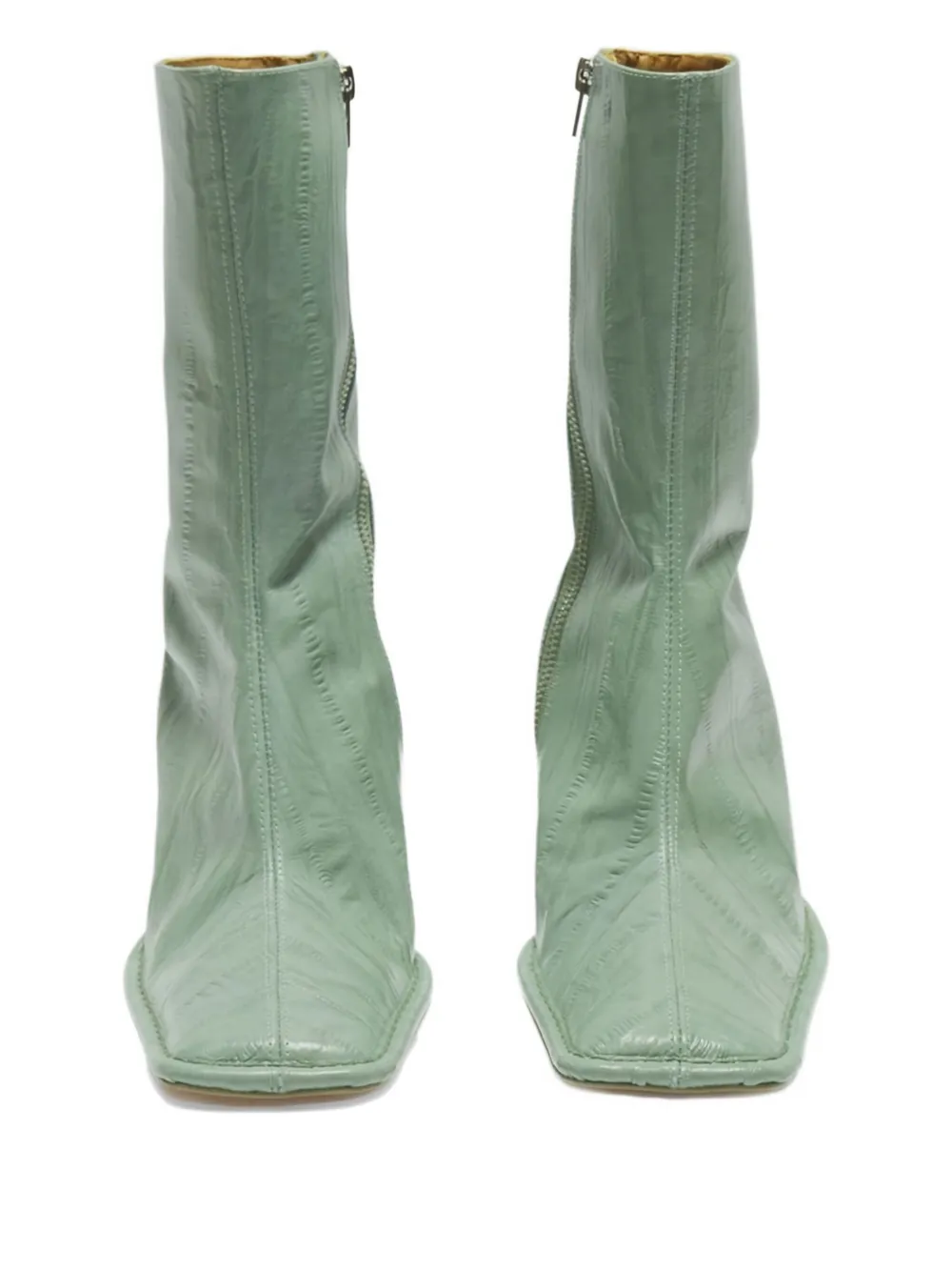 Miista 90mm Anitha Eel-embossed Square-toe Boots In Green