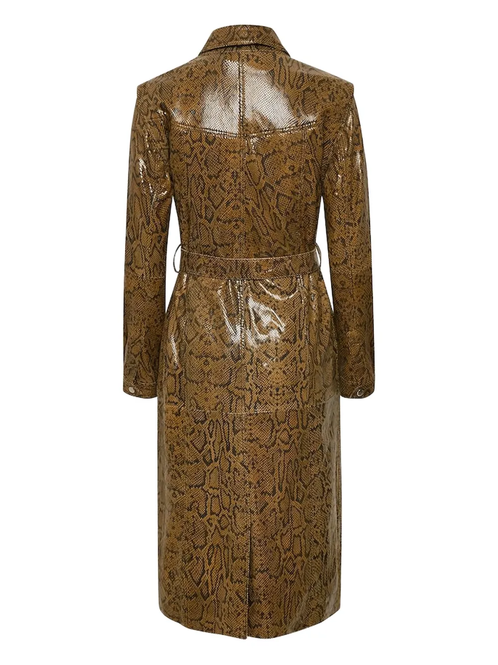Gestuz Colette snakeskin-print belted midi dress Bruin